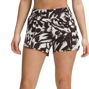 Lululemon Hotty Hot High-Rise Short 4" *Monarch Bloom Bone Espresso/Bone